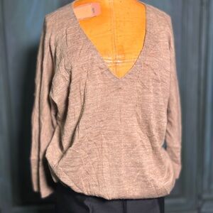 Royal Alpaca, Eileen Fisher, Soft Tan V-Neck Sweater